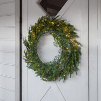 Vorschau: LED Tannenkranz THUJA - 80 warmweiße LED - D: 80cm - Trafo - für Außen - grün Vorschau: LED Tannenkranz THUJA - 80 warmweiße LED - D: 80cm - Trafo - für Außen - grün