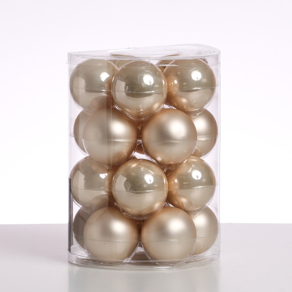 B-Ware Christbaumkugel - Weihnachtsbaumkugel - Glas - D: 6cm - glänzend und matt - champagner - 20er