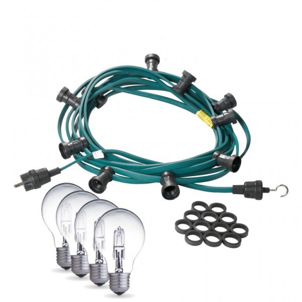 Illu-/Partylichterkette grün 30m - Außenlichterkette grün - Made in Germany- 50x Halogenlampen (28W)