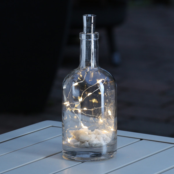 LED Drahtlichterkette KORKEN - für Flaschen - 15 warmweiße LED - L: 70cm - Timer - silber