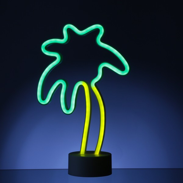 LED NEON Figur Palme - Neonlicht - H: 30cm - Batterie oder USB Betrieb - stehend - gelb/grün