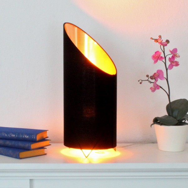 LED Flammenleuchte - Dekoleuchte - VINE schwarz/gold - realistische Fackelfunktion - H: 43cm D:18cm