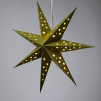 Vorschau: LED Papierstern mit Stoffbezug - Samtstern - 7-zackig - 10LED - D: 40cm - Batterie - Timer - grün Vorschau: LED Papierstern mit Stoffbezug - Samtstern - 7-zackig - 10LED - D: 40cm - Batterie - Timer - grün