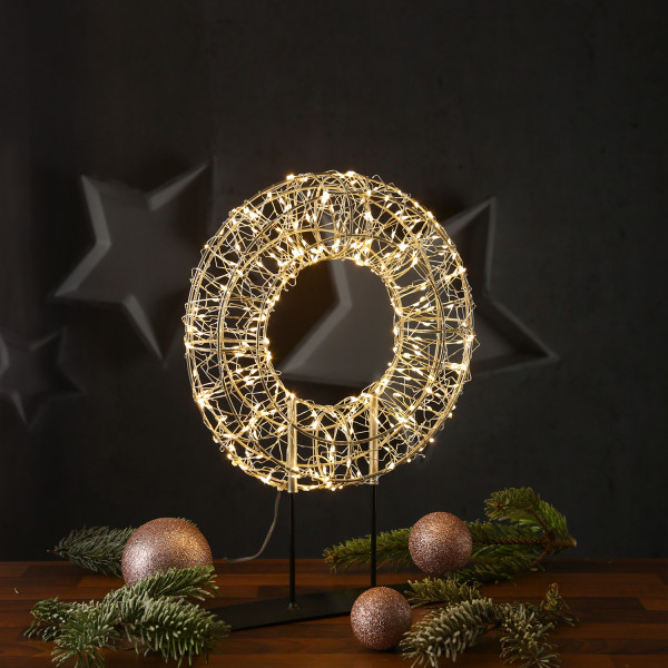 LED Kranz - Leuchtkranz stehend - 300 warmweiße LED - H: 38cm - Timer - für Innen/Außen