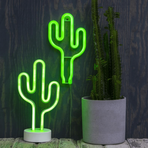 LED-Silhouette Neonlight grüner Kaktus - Wandmontage - 29,5cm x15cm - Batterie - Timer 1