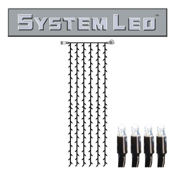 System LED Black | Lichtvorhang | koppelbar | exkl. Trafo | 1.00m x 4.00m | 204x Kaltweiß