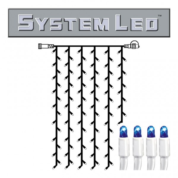 System LED White | Lichtvorhang | koppelbar | exkl. Trafo | 1.00m x 2.00m | 102x Blau