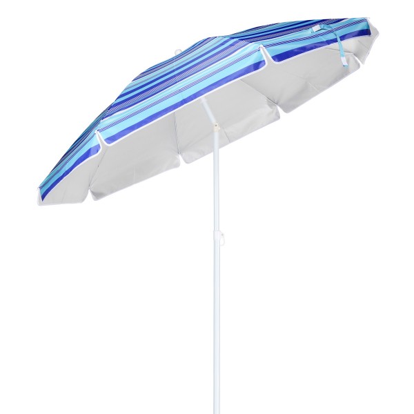 Sonnenschirm - Gartenschirm - Balkonschirm - D: 180cm - 50+ UV Schutz - blau gestreift