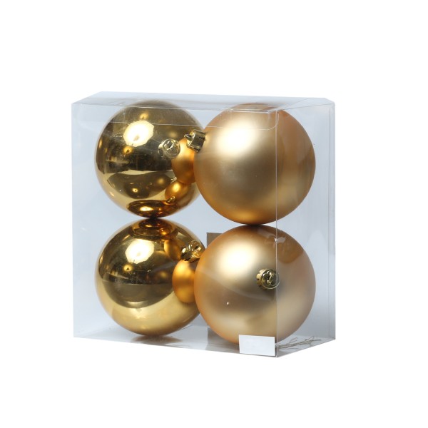 Christbaumkugel - Weihnachtsbaumkugel - bruchfest - D: 10cm - glänzend und matt - gold - 4er Set