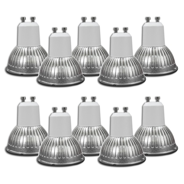 10 x LED Spot MR16 GU10, kaltweiß, 5100K, 60° NICHIA-LEDs - 3W - Sparset