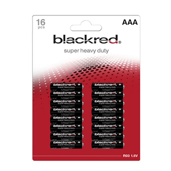 16er Blister Batterie MICRO AAA R03 1,5V Zink-Mangan-Dioxid - BLACKRED