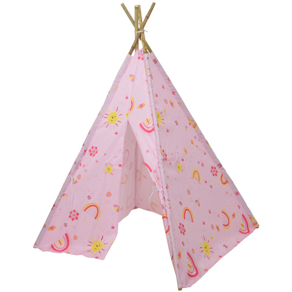 Spielzelt INDIA - Tipi Zelt für Kinder - Polyester - L: 1,20m - H: 1,55m - rosa