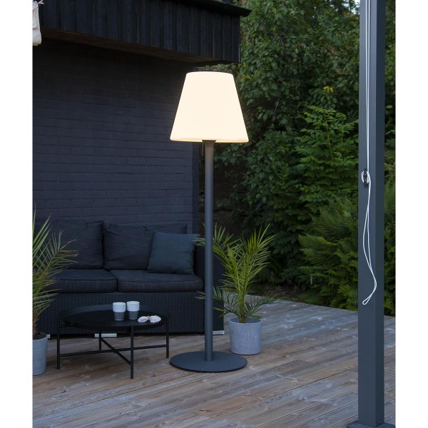 Stehlampe Kreta - Gatenlampe - H: 187cm - weißer Lampenschirm, D: 50cm - E27 Fassung - Outdoor