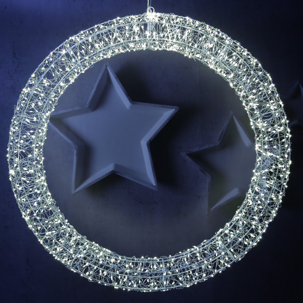 XXL LED Kranz abgeflacht - Lichterkranz mit 2200 warmweißen LED - D:60cm - 8Modi/Timer - Innen/Außen