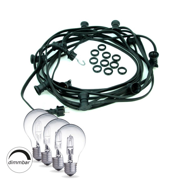Illu-/Partylichterkette BLACKY 50m - Außenlichterkette schwarz - 50 dimmbare Halogenlampen