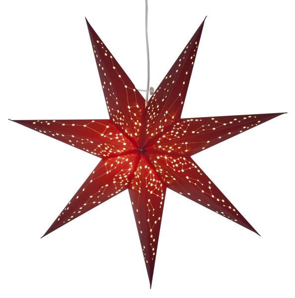 Papierstern Galaxy - Sternenbilder - hängend - 7-zackig - 60 cm - inkl. E14 Fassung u. Kabel - rot