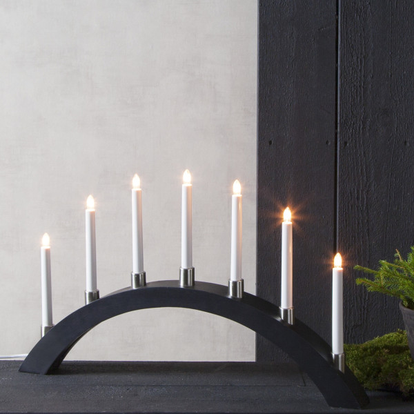 Lichterbogen TALL - 7 warmweiße Glühlampen - L: 67cm, H: 40cm - Holz - Schalter - Schwarz