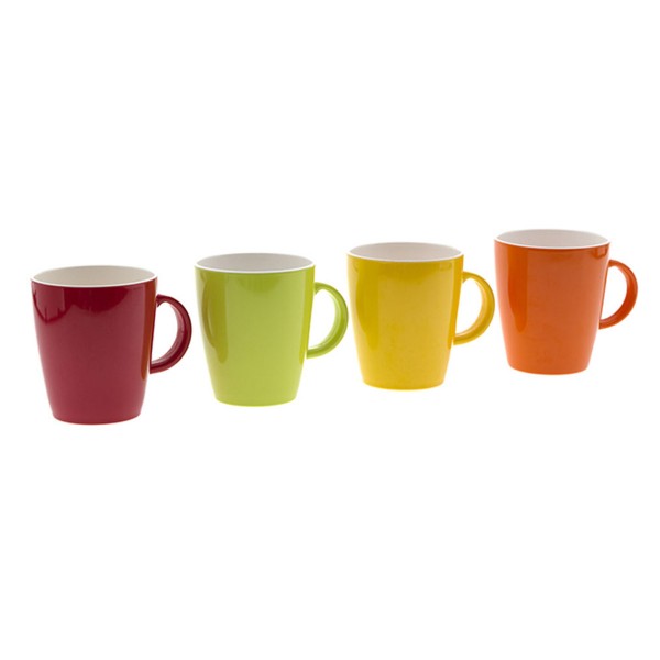 4 x Becher aus hochwertigem Melamin - 0,35 L - stapelbar - mit Henkel