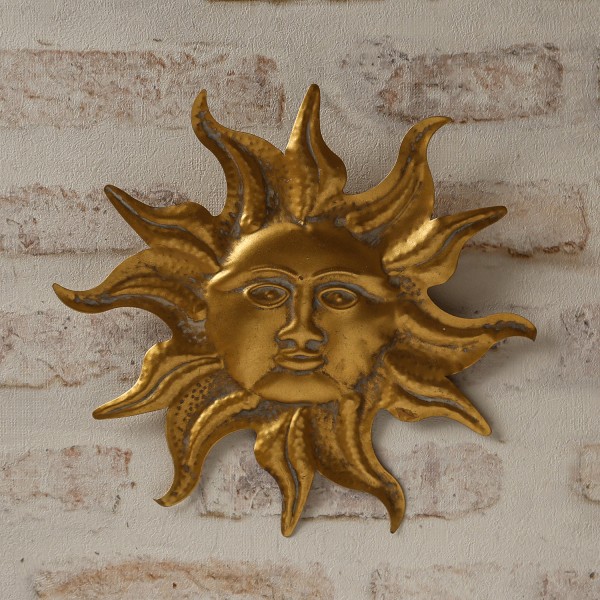 B-Ware Wanddekoration Sonne - Wandschmuck - D: 25,5cm - Metall - für Außen - gold