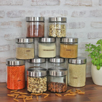 Vorschau: Vorratsdose S - Vorratsglas mit Edelstahldeckel - 0,85 Liter - D: 11cm - H: 12cm Vorschau: Vorratsdose S - Vorratsglas mit Edelstahldeckel - 0,85 Liter - D: 11cm - H: 12cm