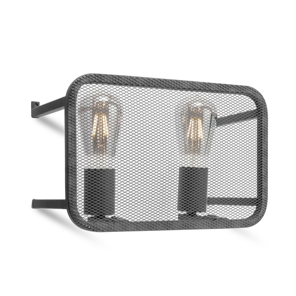 Moderne Wandlampe WEAVE schwarz - für 2 Filament LED Leuchtmittel - 30cm x 20cm - E27