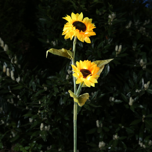 LED Solar Gartenstecker SONNENBLUME - H: 1,25m - Lichtsensor - grün/gelb