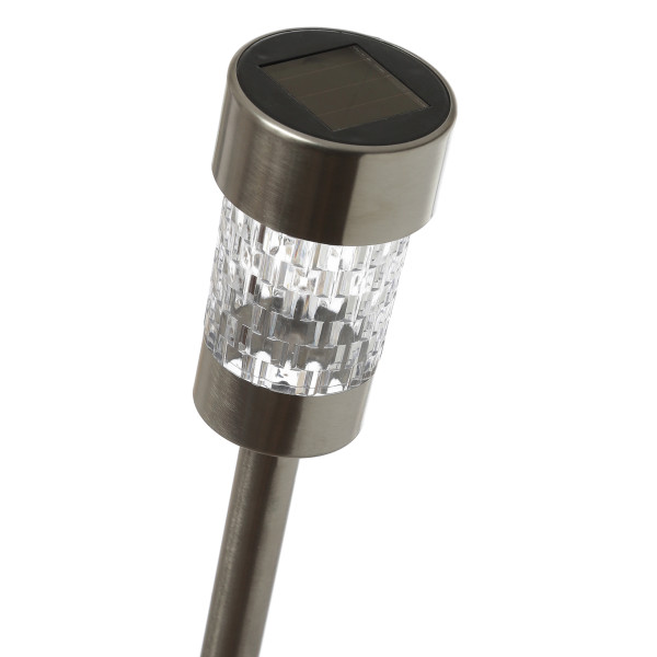LED Solar Wegleuchten mit Erdspieß - Edelstahl - warmweiße LED - H: 15cm - silber - 10er Set