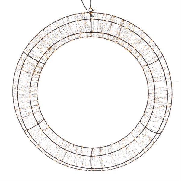 B-Ware XXL LED Kranz abgeflacht - Lichterkranz mit 2200 bernstein LED - D:60cm - 8Modi/Timer - Innen