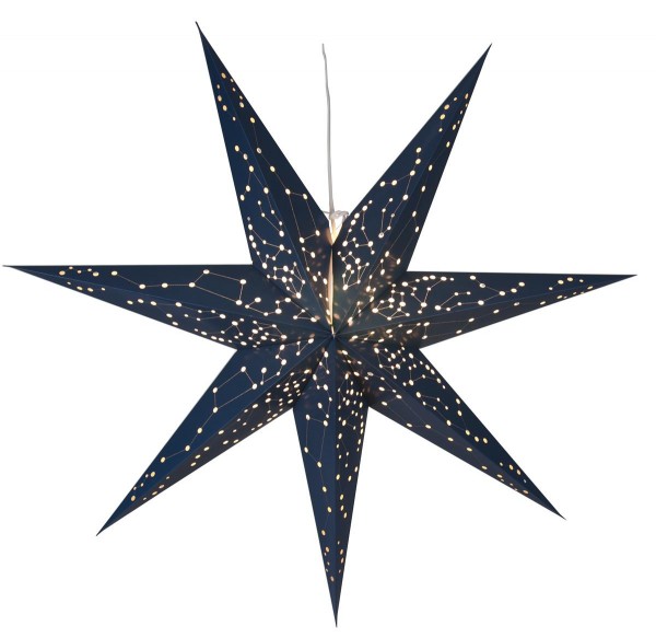Papierstern "Galaxy" - mit Sternenbildern - hängend - 7-zackig - Ø 100 cm - inkl. Kabel - blau