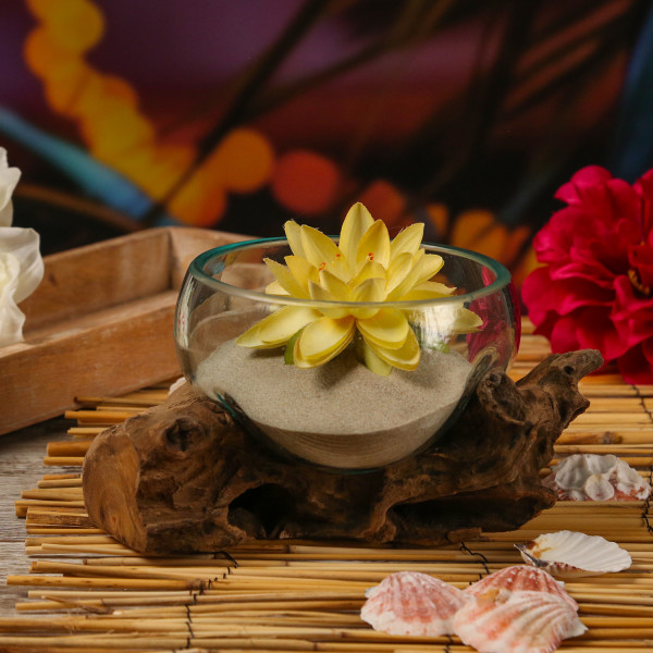 Glasschale auf Wurzelholz - Dekoschale - D: 10cm - natur