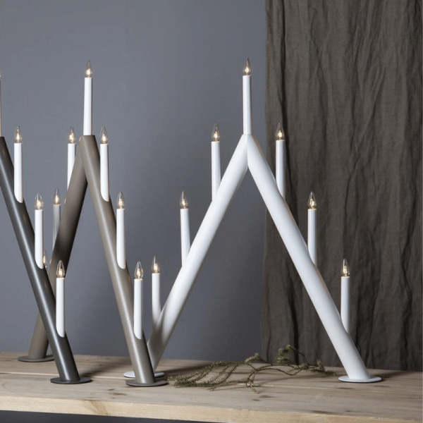 Fensterleuchter "Circum" - 7flammig - 7 warmweiße Glühlampen - L: 53cm, H: 66cm - Schalter - weiß