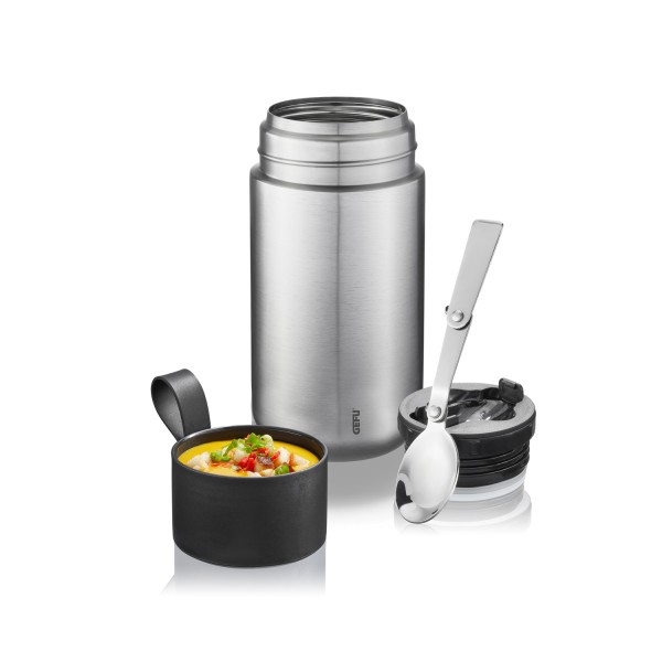 Thermo Lunchpot CAREO - Thermobehälter - hochwertiger Edelstahl - integrierter Löffel - 0,6l