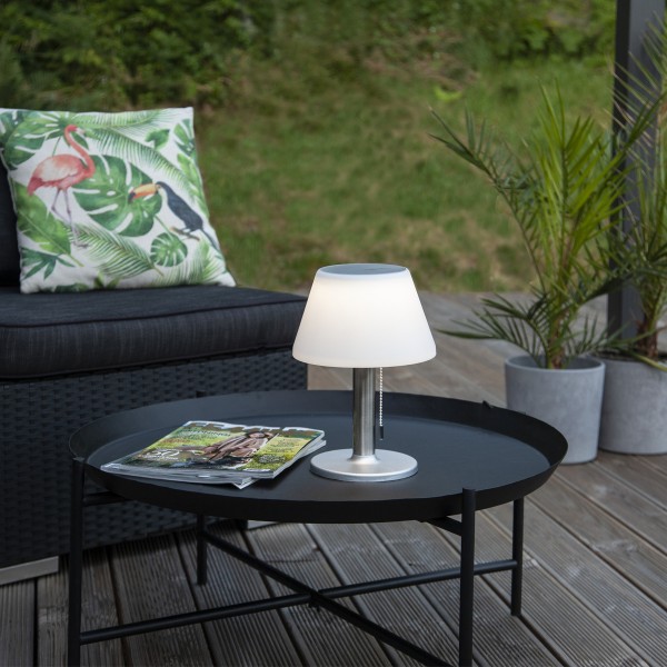 LED Tischleuchte mit Solarpanel - H: 28cm - warmweisse LED - für Garten, Terrasse, Balkon