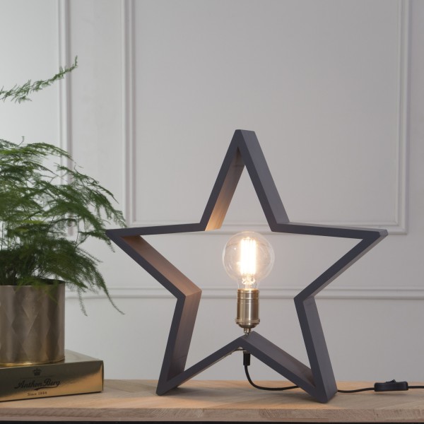 Holzstern - Adventsstern - Tischlampe - hängend oder stehend - D: 50cm - E27 Fassung - dunkelgrau