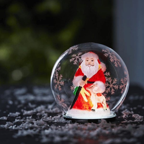 LED Deko Kugel "Bubble" Weihnachtsmann - RGB Farbwechsel - D: 12cm, H: 13,5cm - Batteriebetrieb