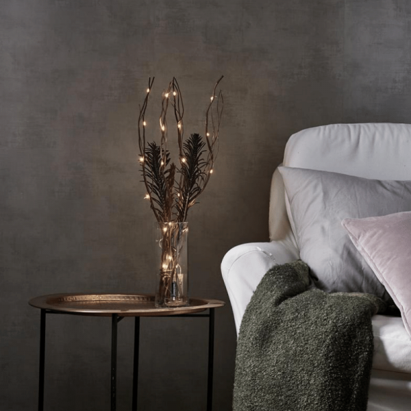 LED Leuchtzweig "Willow" - braune Weide - 16 warmweiße LED - H: 60cm - Batteriebetrieb - Timer