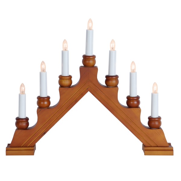 Fensterleuchter KARIN - 7 warmweiße Birnchen - L: 42cm, H: 34cm - Schalter - braun