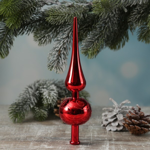 Christbaumspitze - Weihnachtsbaumspitze - Kunststoff - H: 23cm - rot