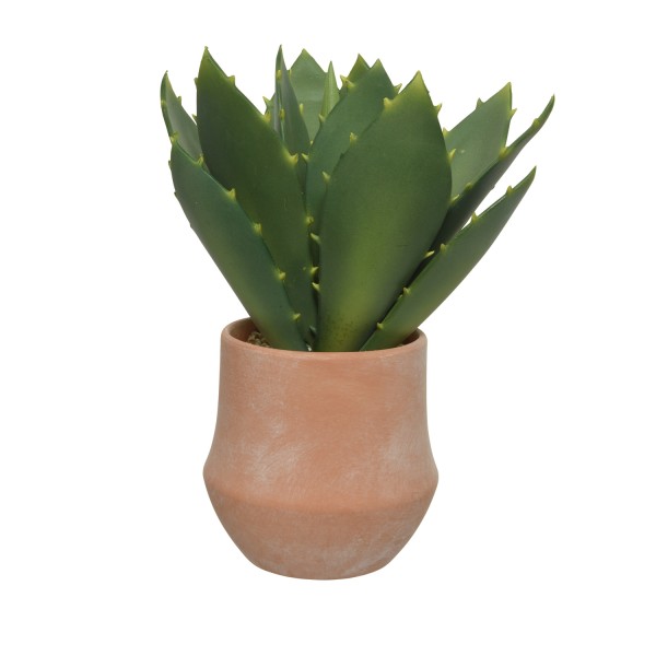 Agave im Terrakottatopf - Kunstpflanze - H: 32cm - B: 26cm - grün