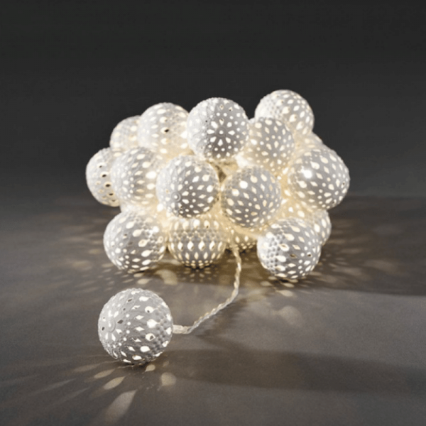 LED Dekolichterkette - 24 warmweiße LED - Ø 4cm - L: 3m - transparentes Kabel - weiß