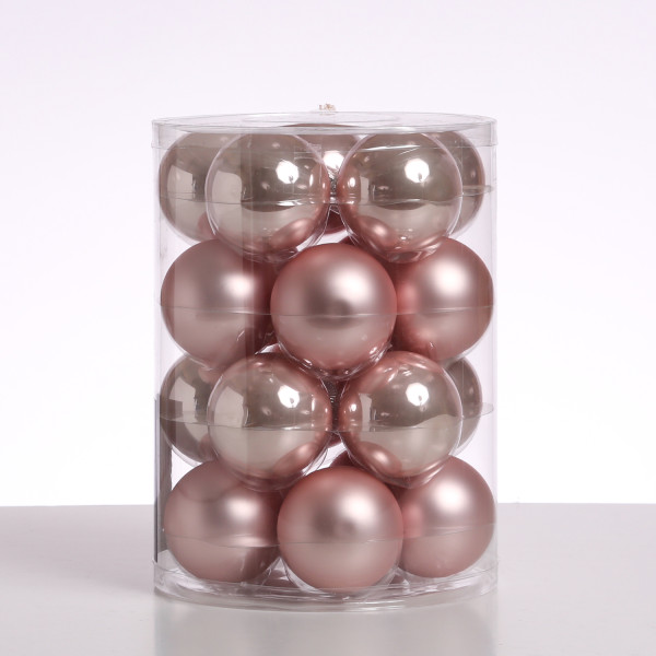 B-Ware Christbaumkugel - Weihnachtsbaumkugel - Glas - D: 6cm - glänzend und matt - puderrosa - 20er