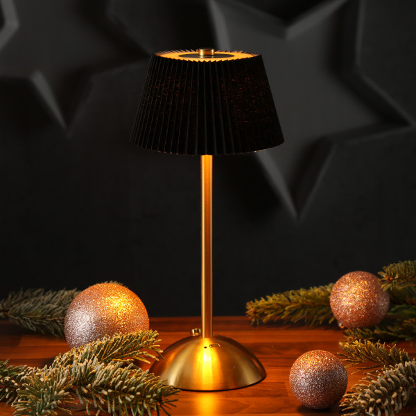 LED Tischlampe GENUA - wiederaufladbar per USB - 3 Lichtfarben - dimmbar - H:30,5cm - schwarz