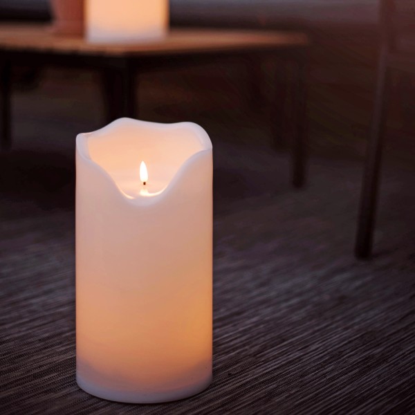 B-Ware LED XXL Stumpenkerze Flamme - Kunststoff - flackernde 3D Flamme - H: 30cm - Timer - f. Außen