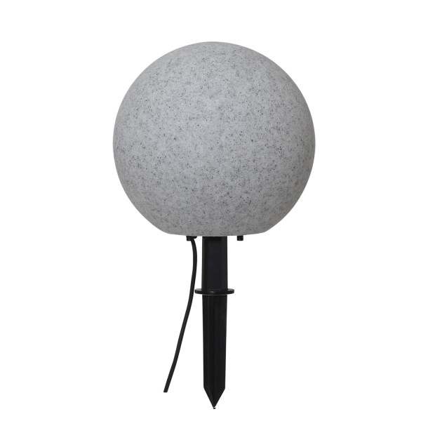 Gartenkugel STONE - Erdspieß - H: 29cm - D: 30cm - Fassung E27 - Kabel - Außen - grau