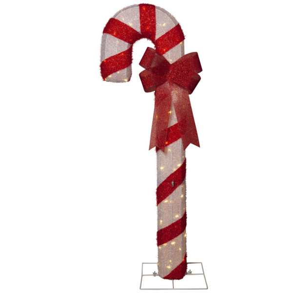 LED Zuckerstange mit Schleife - 78 warmweiße LED - H: 1,5m - Timer - inkl. Trafo - für Außen