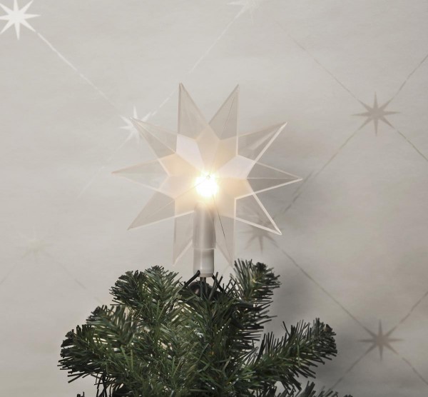 Stern Aufsatz für Baumkerzen und Kerzenlichterketten - H: 14cm, D: 14cm - transparent