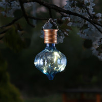 LED Solar Glühbirne GLOW - Kugelleuchte - warmweiße LED Drahtlichterkette - H: 11,7cm D:7,5cm - blau LED Solar Glühbirne GLOW - Kugelleuchte - warmweiße LED Drahtlichterkette - H: 11,7cm D:7,5cm - blau