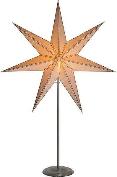 Papierstern "Nicolas" - stehend - 7-zackig - D: 60cm, H: 90cm - E14 Fassung - creme/silber