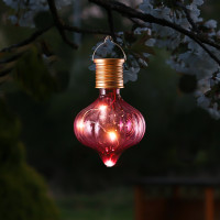 LED Solar Glühbirne GLOW - Kugelleuchte - warmweiße LED Drahtlichterkette - H: 11,7cm D:7,5cm - pink LED Solar Glühbirne GLOW - Kugelleuchte - warmweiße LED Drahtlichterkette - H: 11,7cm D:7,5cm - pink