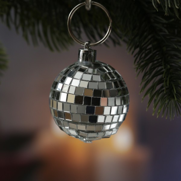 Christbaumschmuck Discokugel - Spiegelkugel - Weihnachtskugel - 5x5mm Spiegel - D: 5cm - silber